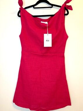 Bronze Snake Nellie Mini Dress Cherry Red Tie Strap NWT Size 12